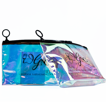Transparent laser bottom PVC zipper bag