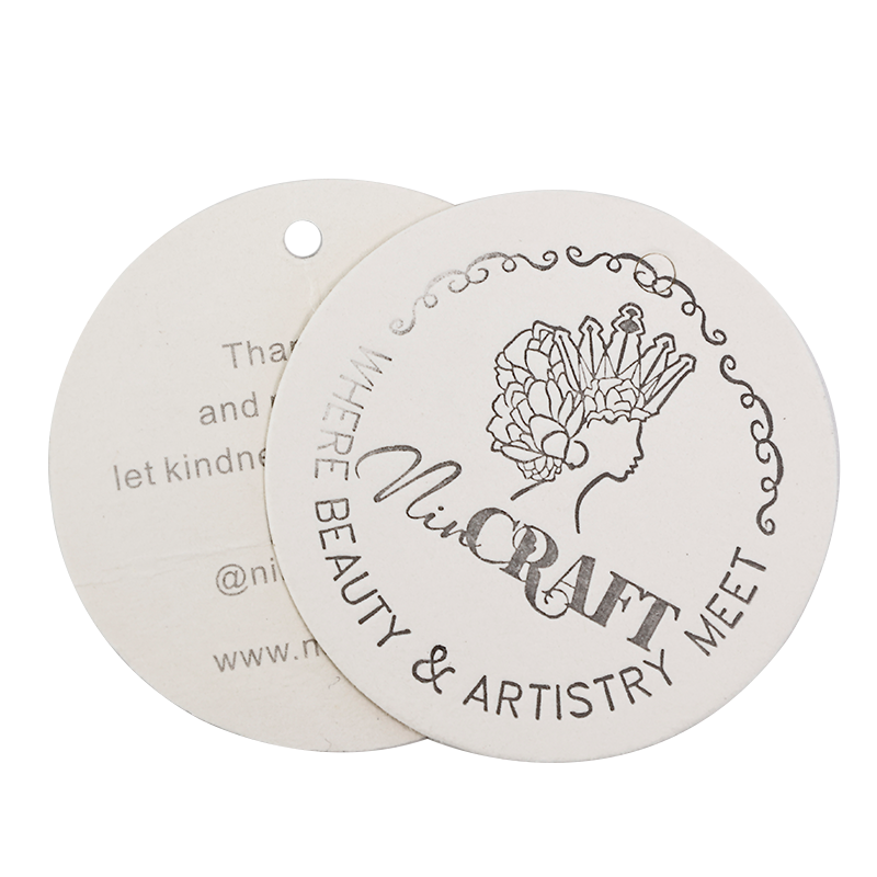 White round embossed hangtag
