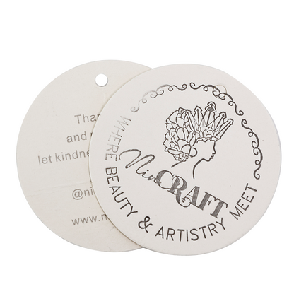 White round embossed hangtag