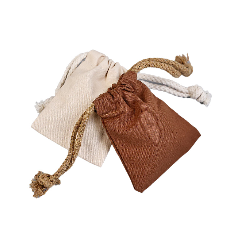 Brown drawstring cotton bag