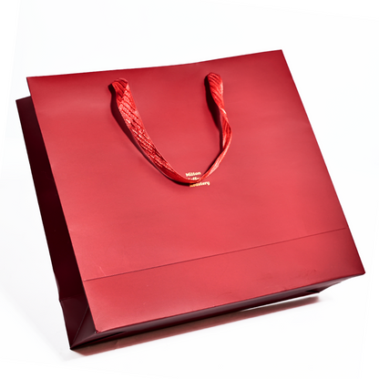 Red gold stamped paper bag