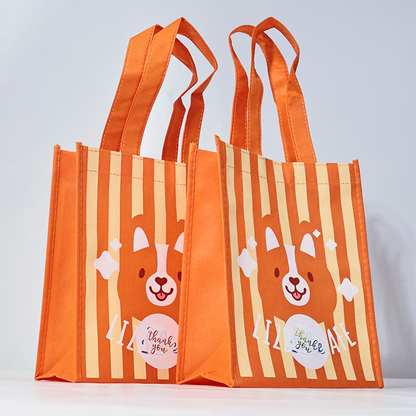 Orange full print non-woven tote bag