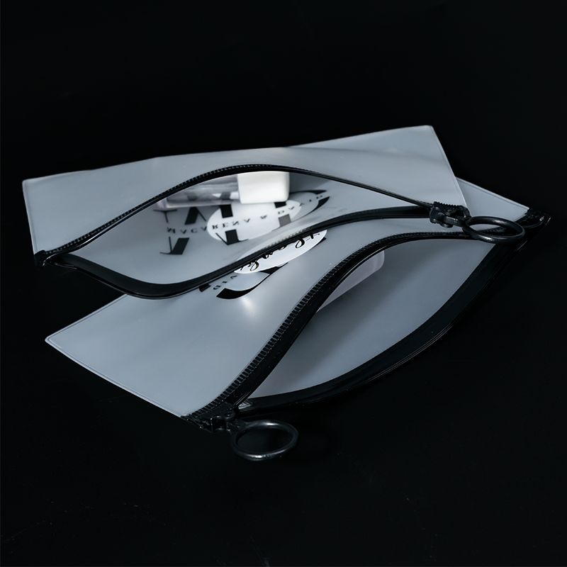 Transparent frosted long zipper bag