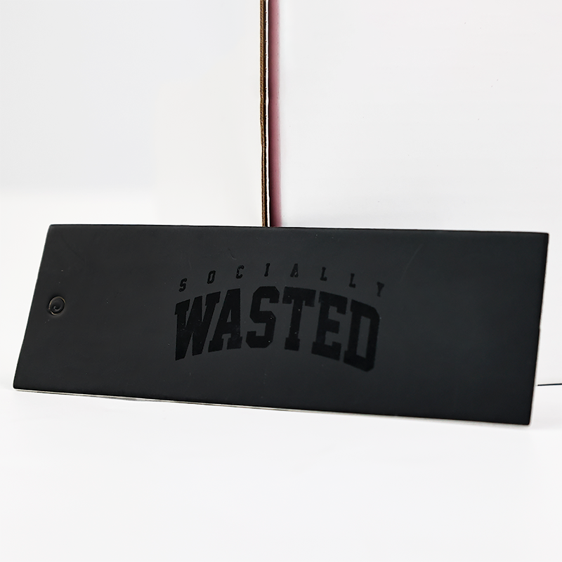 Black long UV printed hangtag