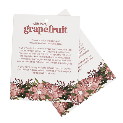 White printed square tag