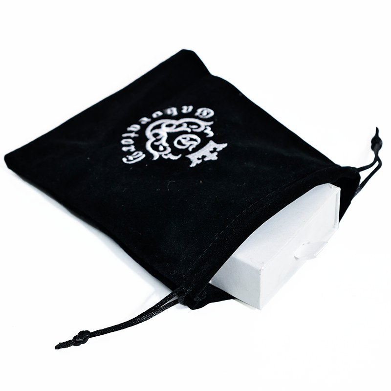 Small size black flannel drawstring bag