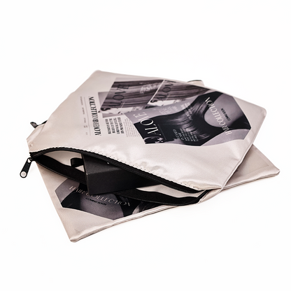 All over printed silk zipper bag