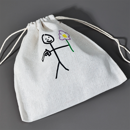White small size canvas drawstring bag