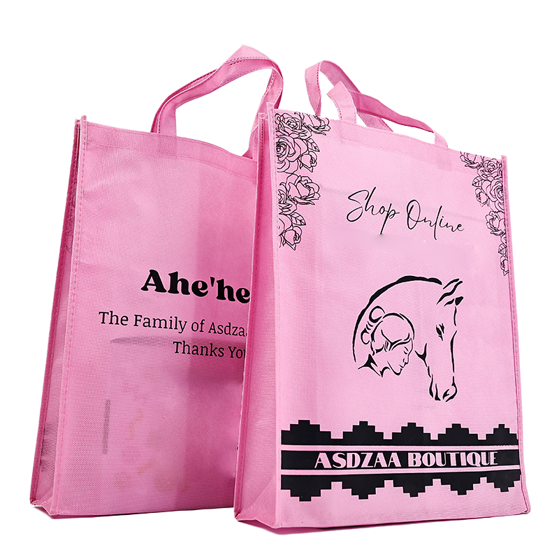Large size full print pink non-woven tote bag