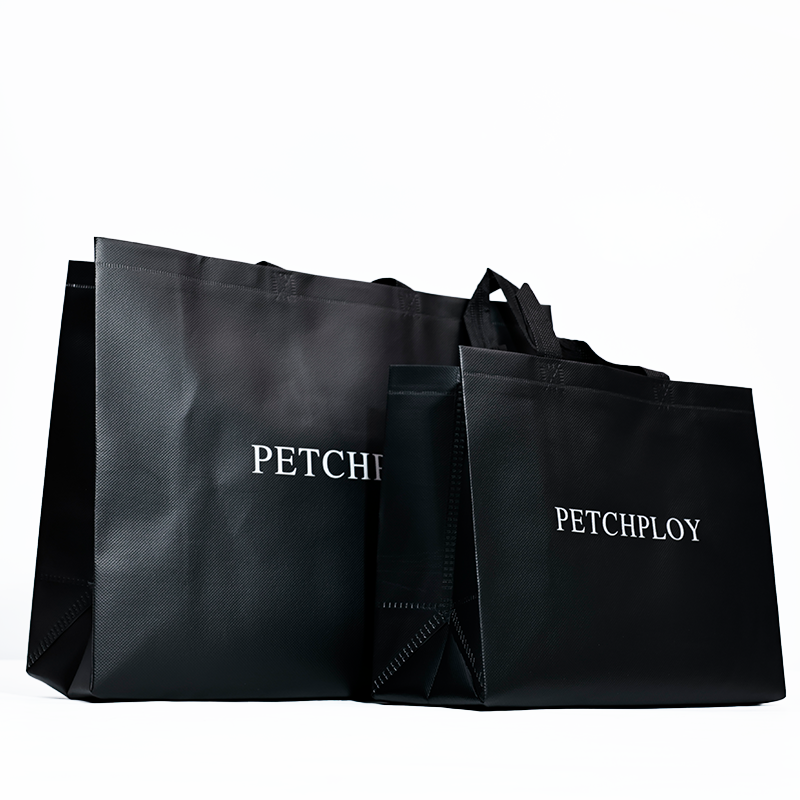 Black glossy multi-size non-woven tote bag