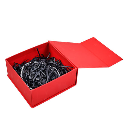 Red magnetic box with black embossing