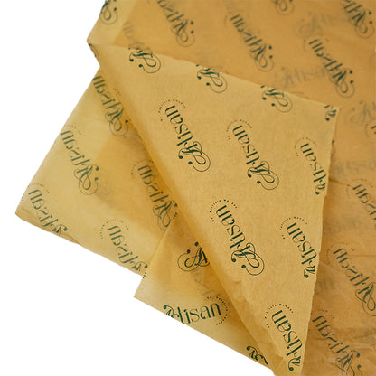 Yellow wrapping paper pattern dark green printing
