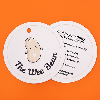 White multi-pattern round hangtag
