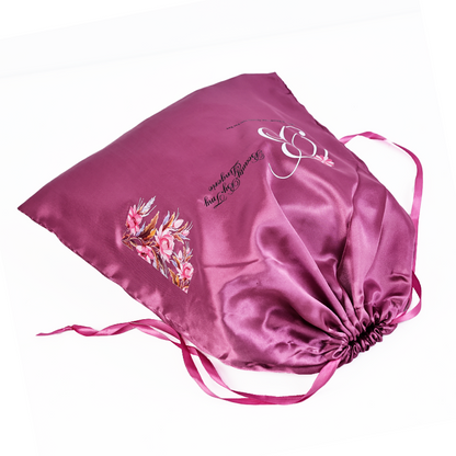 Purple Large Size Satin Drawstring Bag