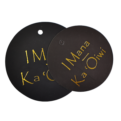 Black round pattern gold stamped hangtag
