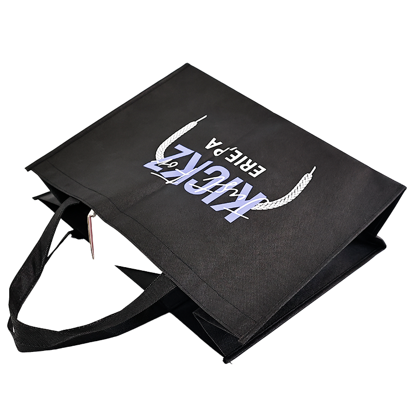 Black non-woven tote bag with bottom