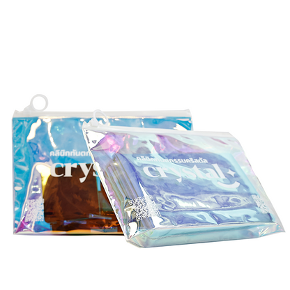 Transparent laser ring zipper bag