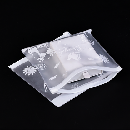 Square full pattern printed plastic snap zipper bag