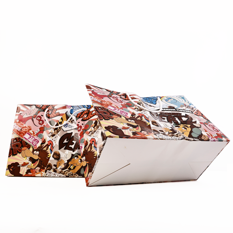 Full cartoon pattern color printing white card paper bag