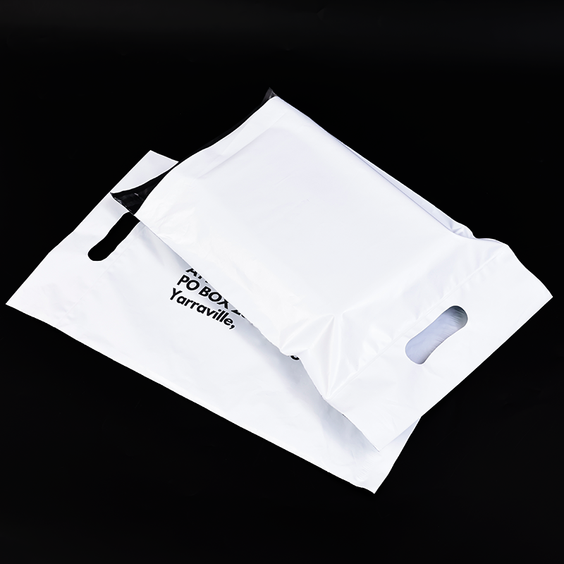 White long four-finger handle design self-adhesive courier bag