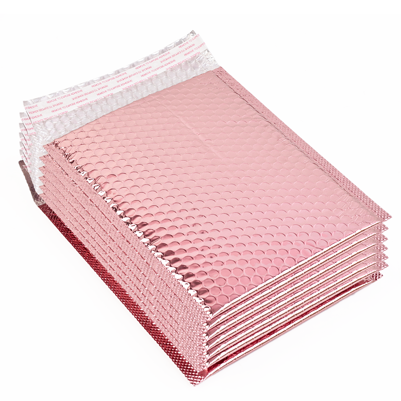 Pink gold self-adhesive aluminized bubble courier bag