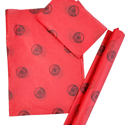Red wrapping paper pattern with black printing