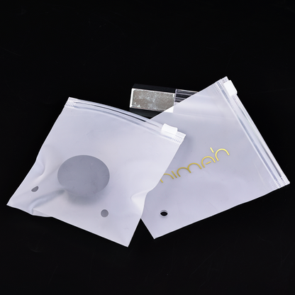 Small size white frosted pattern hot stamping zipper bag