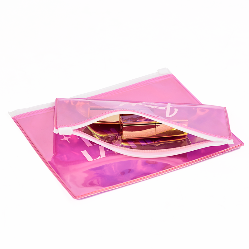 Various sizes of pink laser PVC zipper bags