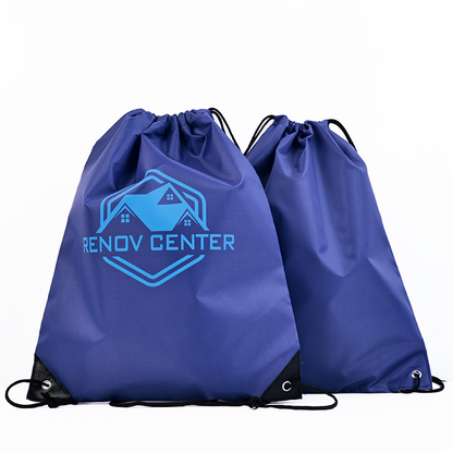Blue Polyester Backpack Drawstring Bag