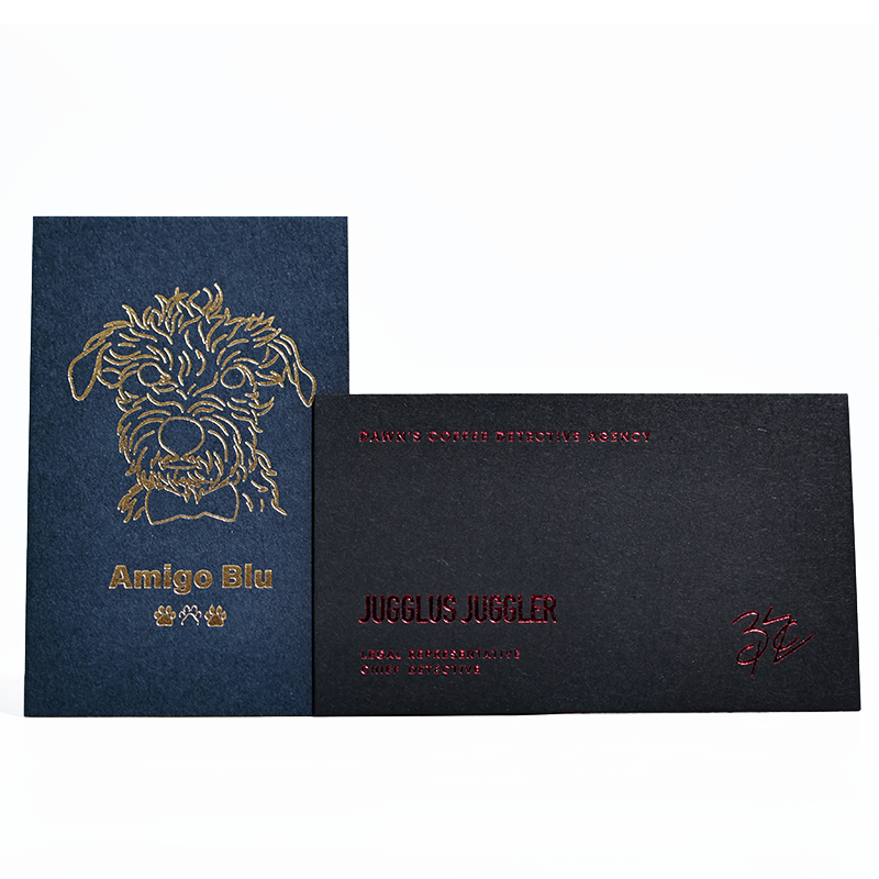 Blue and black card pattern, gold foil on the edges, red Craft