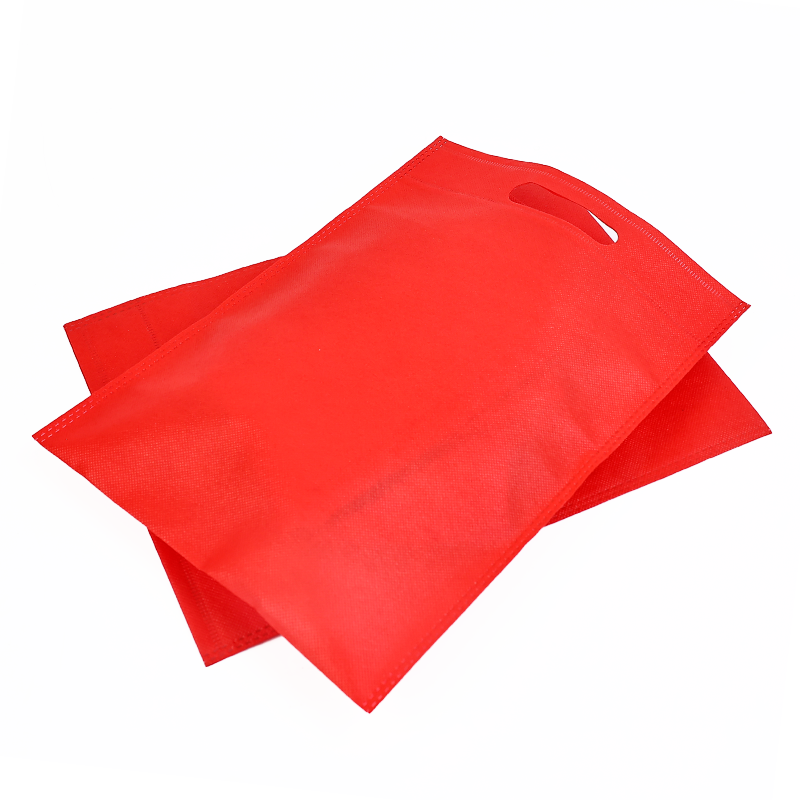 Red non-printed flat non-woven tote bag