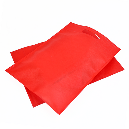 Red non-printed flat non-woven tote bag
