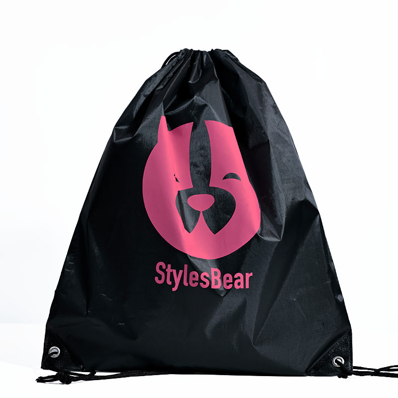 Black polyester backpack bag