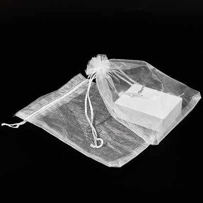 White transparent mesh drawstring bag