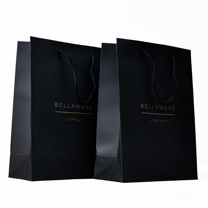 Black card tote bag with gold pattern