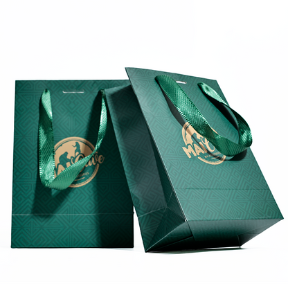 Green small size pattern gold stamping paper bag
