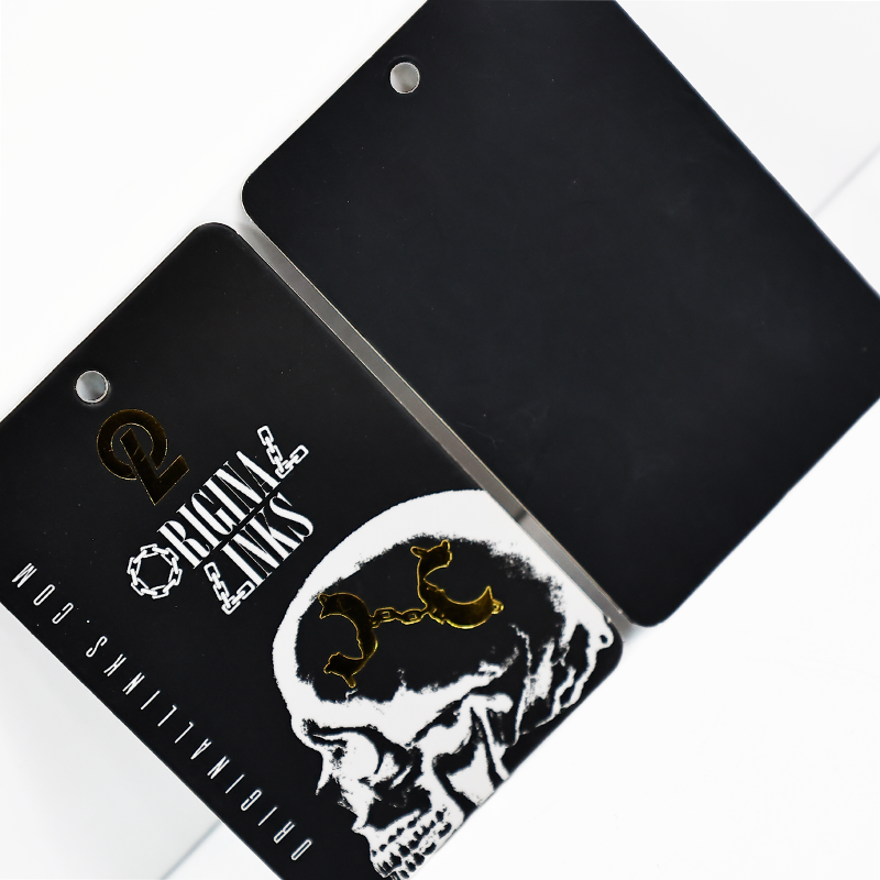 Black long gold stamping plus monochrome printing tag