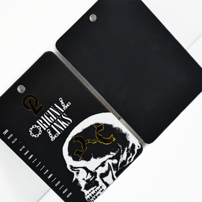 Black long gold stamping plus monochrome printing tag