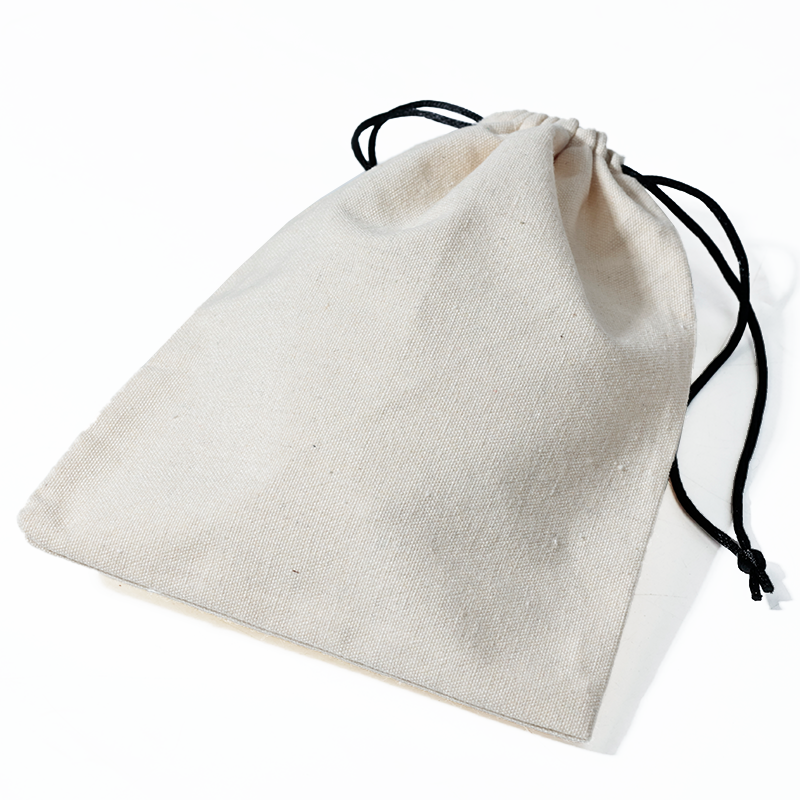 Off-white cotton drawstring bag