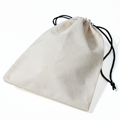 Off-white cotton drawstring bag