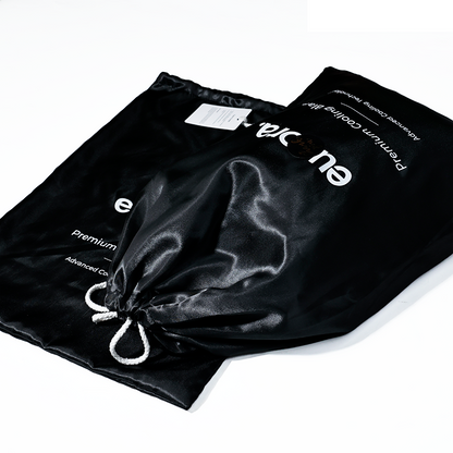 Black silk drawstring bag