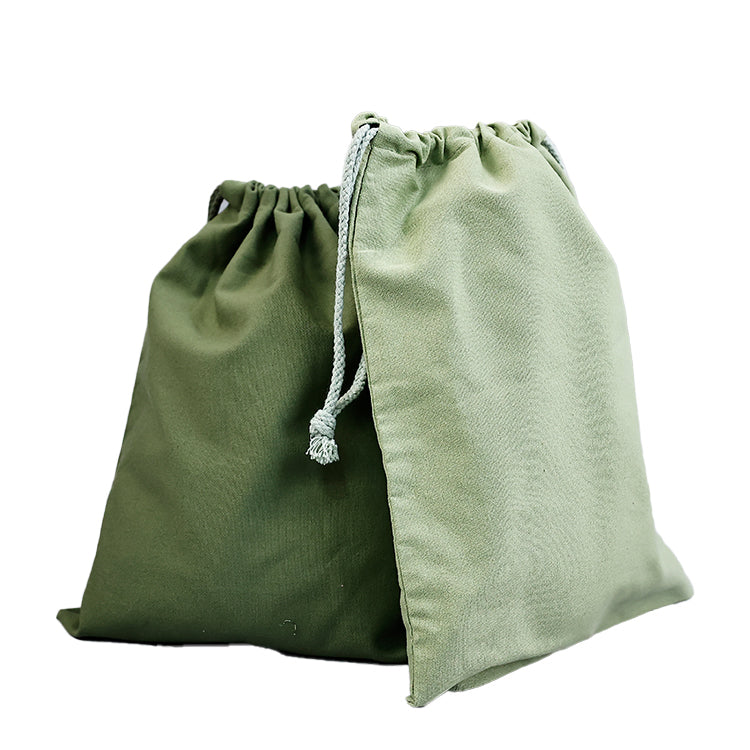 Teal cotton drawstring bag
