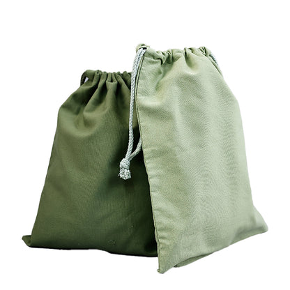 Teal cotton drawstring bag