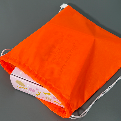 Orange drawstring backpack bag