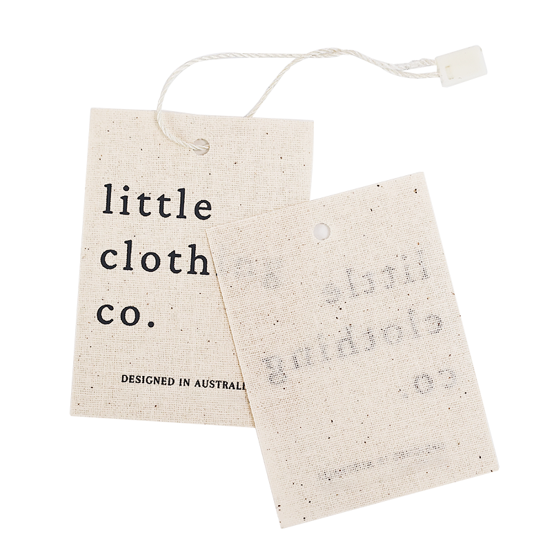 Linen material printed black tag