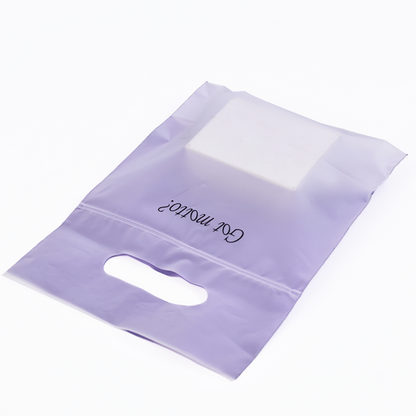 Purple single-sided transparent four-finger hand-held frosted bottom zipper bag