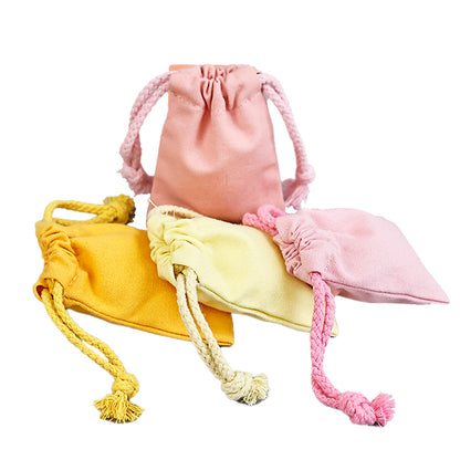 Yellow and pink drawstring cotton bag