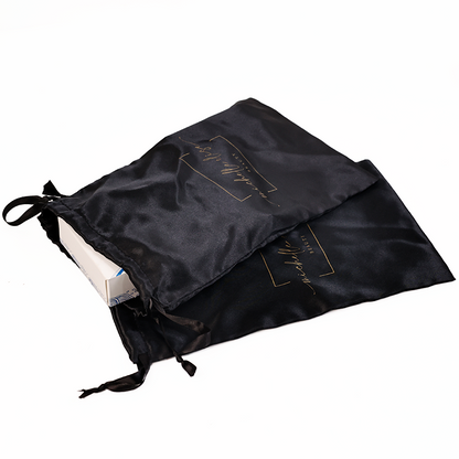 Black pattern gold-stamped drawstring bag