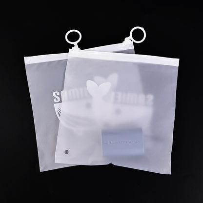 Square white ring zipper white frosted zipper bag