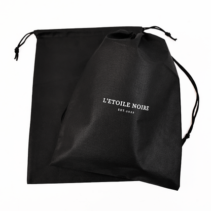 Black non-woven drawstring bag